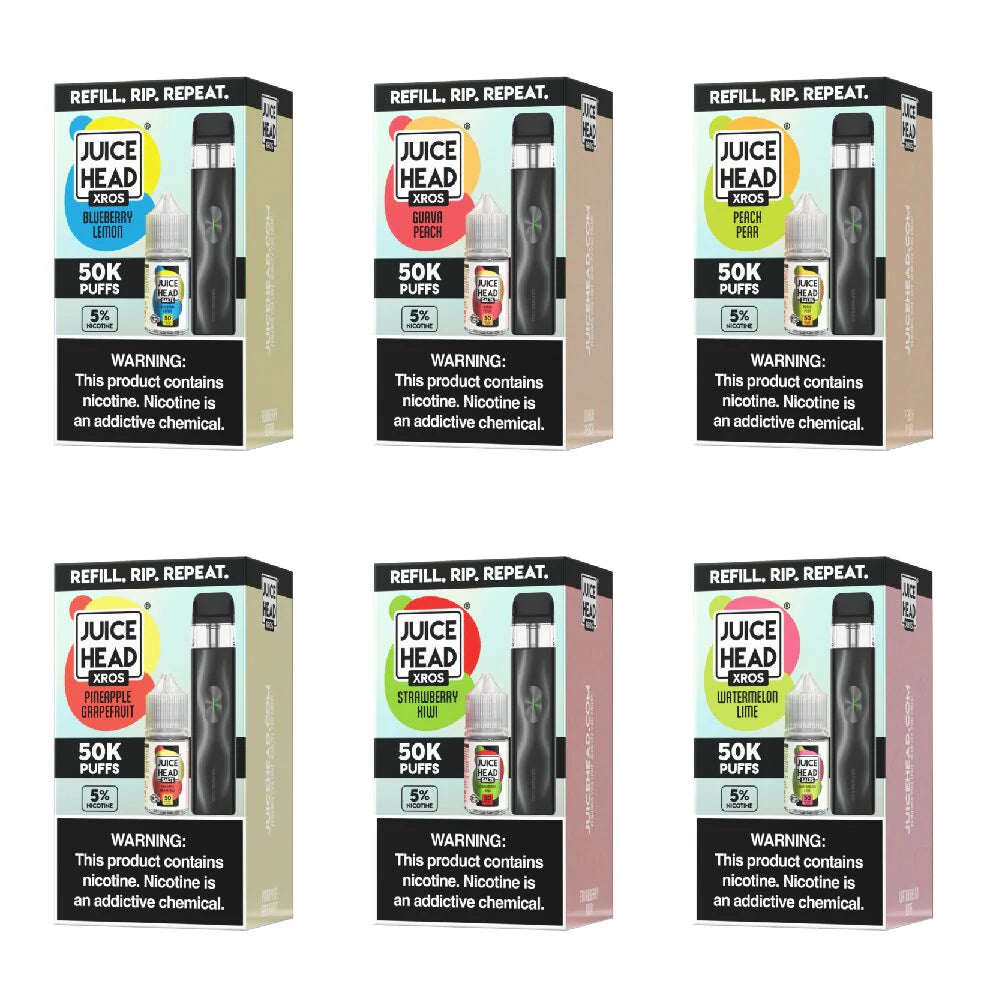 Vaporesso XROS 4 Mini + Juice Head (Collab Bundle) Group Photo with Packaging