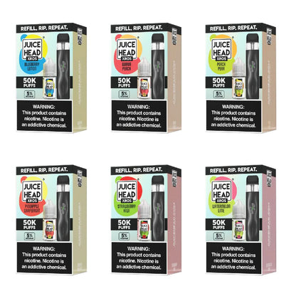 Vaporesso XROS 4 Mini + Juice Head (Collab Bundle) Group Photo with Packaging