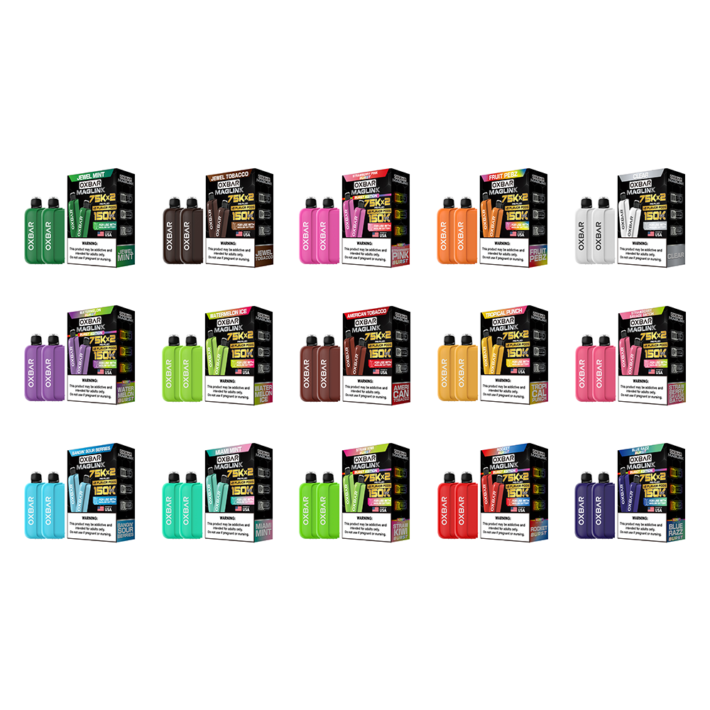 Oxbar Maglink Pods Disposable 75K Nixodine  30mL 2-Pack Group Photo with Packaging