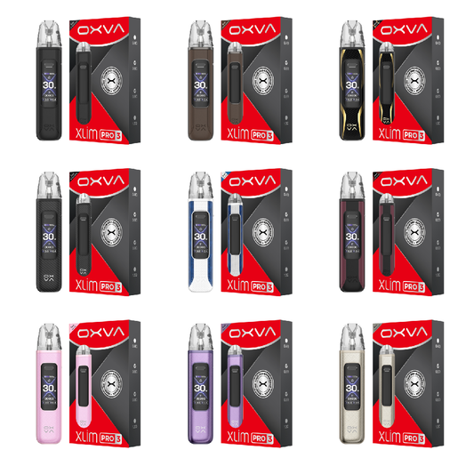 OXVA Xlim Pro 3 Pod System Group Photo with Packaging