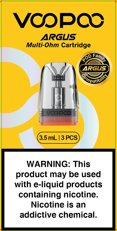 Voopoo Argus Multi Ohm Replacement Pods Top-Fill (3-Pack) 0.4ohm | 0.7ohm | 1.0ohm with Packaging