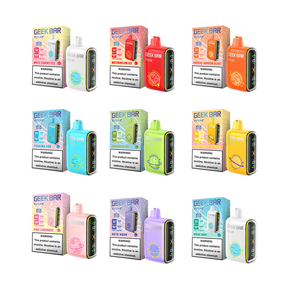 Geek Bar Pulse - 15000 Puffs Disposable - 16mL 50mg | Group Photo with Packaging