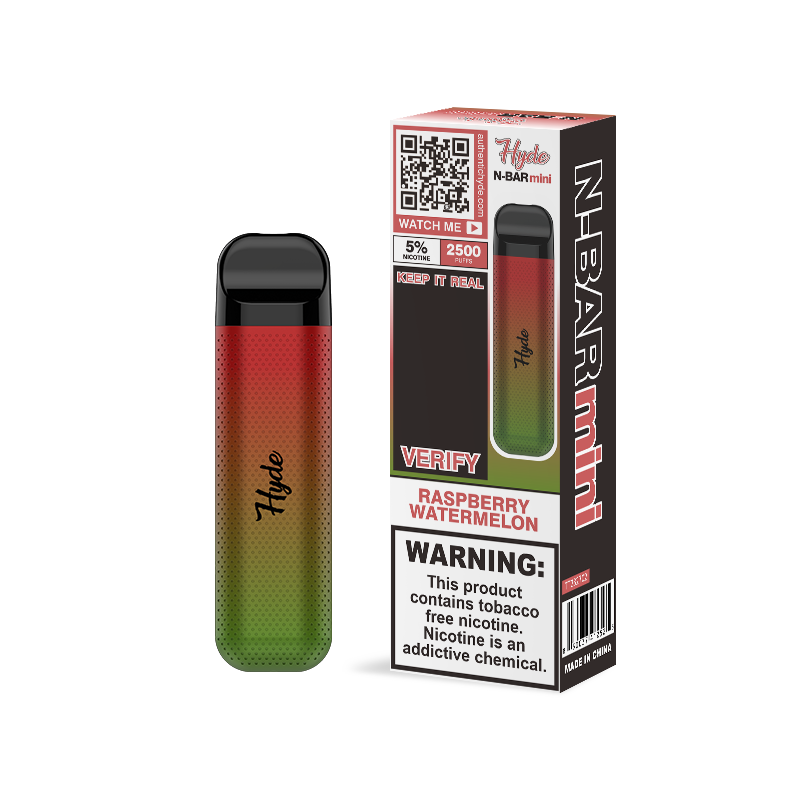 Hyde N-Bar Mini Disposable | 2500 Puffs | 7mL Raspberry Watermelon with Packaging