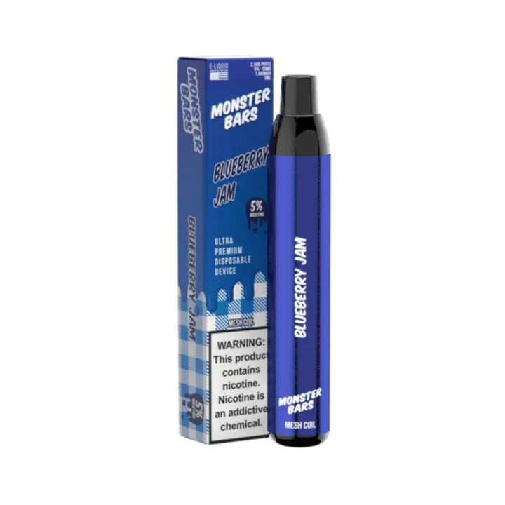 Monster Bars Disposable | 2500 Puffs | 6mL Blueberry Jam with Packaging