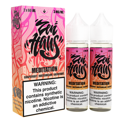 Meditation by Zen Haus Series E-Liquid 2X 60mL (Freebase) with Packaging