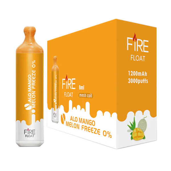 Fire Float Zero Nicotine Disposable | 3000 Puffs | 8mL Aloe Mango Melon Freeze with Packaging