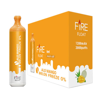 Fire Float Zero Nicotine Disposable | 3000 Puffs | 8mL Aloe Mango Melon Freeze with Packaging