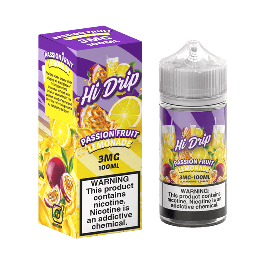 Passionfruit Fruit Lemonade Hi-Drip 100mL 3mg bottle with packaging