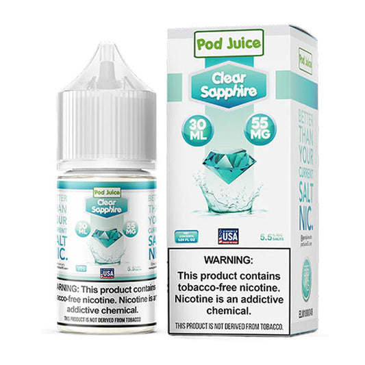 Clear Sapphire by Pod Juice Salt 30mL Bottle With Packaging