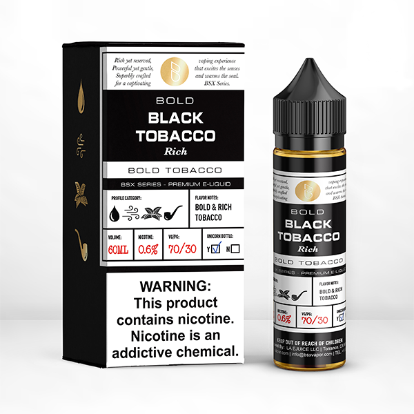 Bold Rich Black Tobacco by Glas BSX TFN 60mL with Packaging