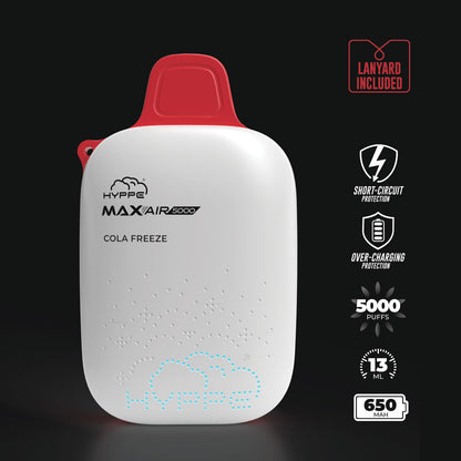 Max Air Disposable | 5000 Puffs | 13mL | 50mg Cola Freeze Lanyard Included