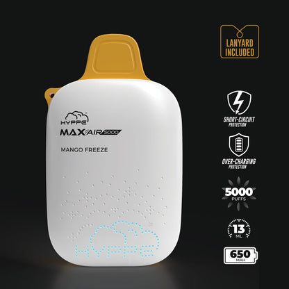 Max Air Disposable | 5000 Puffs | 13mL | 50mg Mango Freeze Lanyard Included