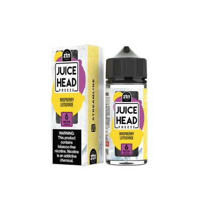 Juice Head FREEBASE E-Liquid - Raspberry Lemonade Freeze, 100mL with packaging