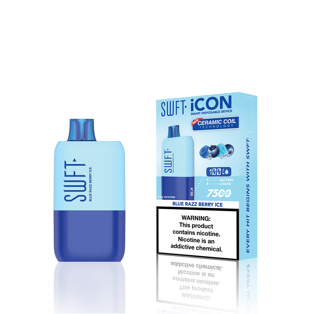 SWFT Icon Disposable | 7500 Puffs | 17mL | 5% Blue Razz Berry Ice with Packaging