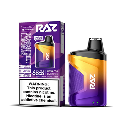 RAZ CA6000 6000 Puffs 10mL 50mg Disposable Dragonfruit Lemonade with packaging