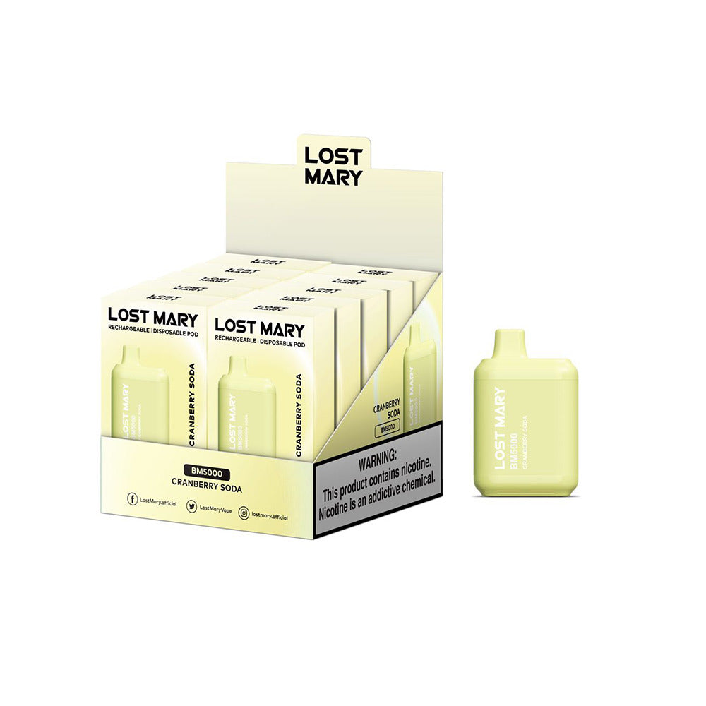 Lost Mary BM5000 5000 Puff 14mL 30mg Cranberry Soda with Packaging