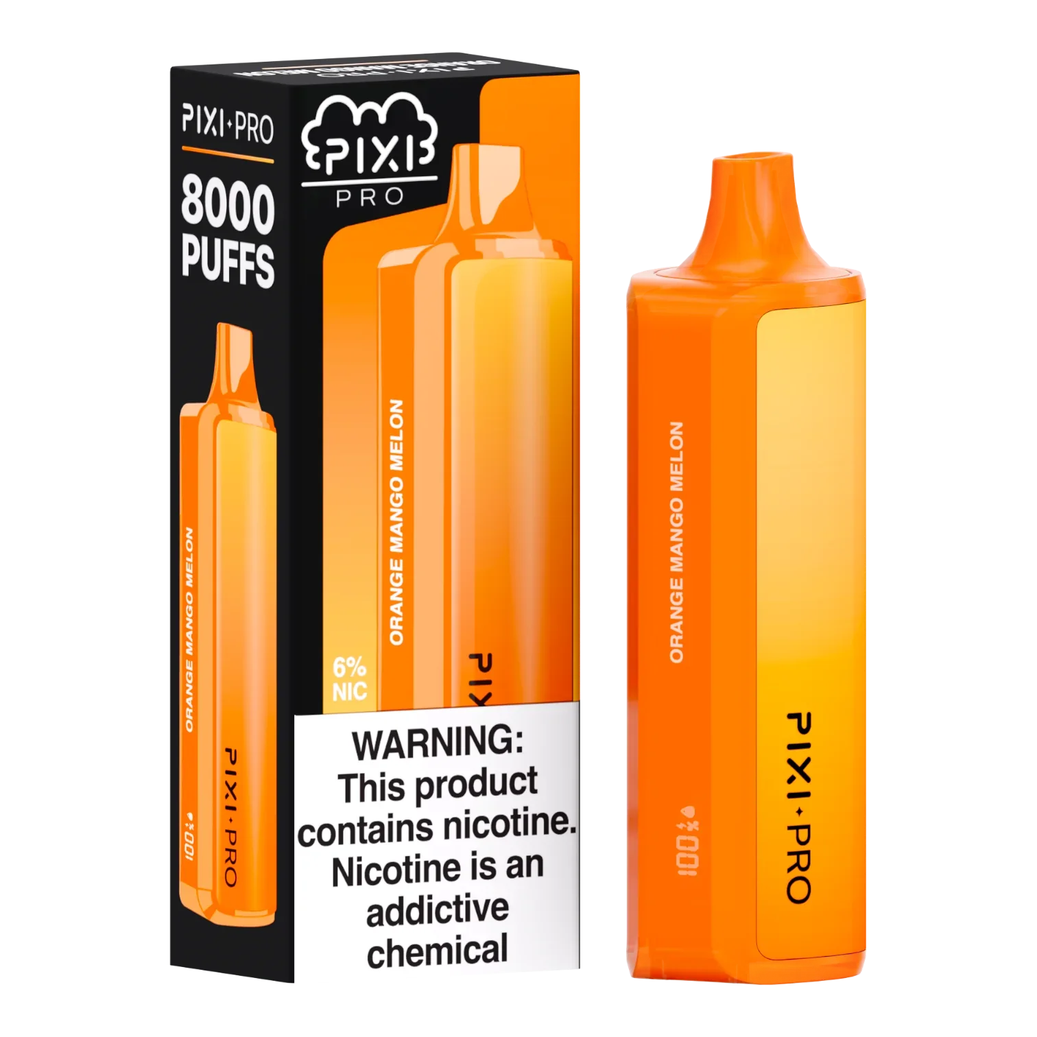 Puff Pixi Pro Disposable | 8000 puffs | 14mL Orange Mango Melon with Packaging