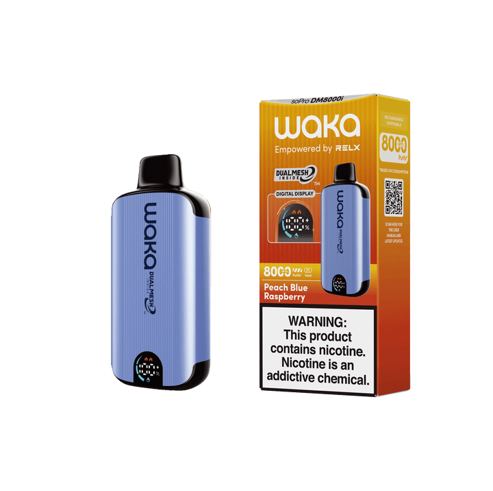 WAKA SoPro DM8000 17mL 8000 Puff Disposable Peach Blue Raspberry with packaging