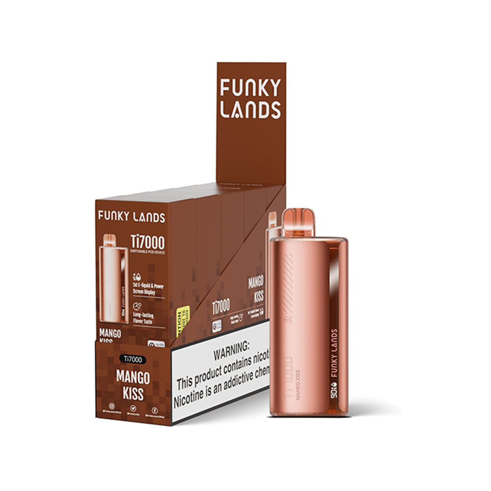 Funky Lands Ti7000 7000 Puff 12.8mL 40-50mg Disposable Mango Kiss with Packaging