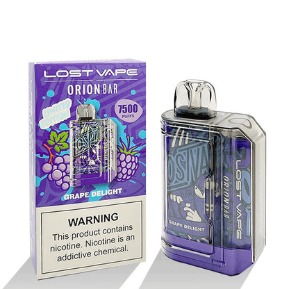 Orion Bar Disposable 7500 Puffs 18mL 50mg Grape Delight with packaging