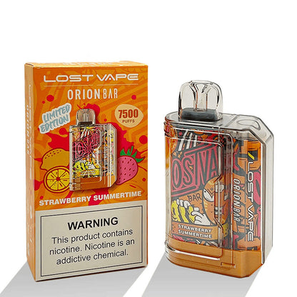 Orion Bar Disposable 7500 Puffs 18mL 50mg Strawberry Summertime with packaging