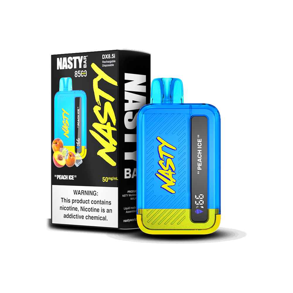 Nasty Bar Disposable 8500 Puffs 17mL 50mg Peach Ice with packaging