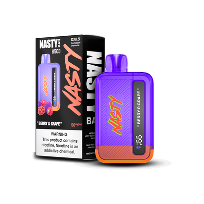 Nasty Bar Disposable 8500 Puffs 17mL 50mg Berry & Grape with packaging