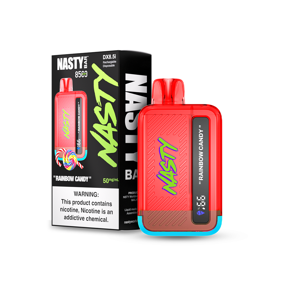 Nasty Bar Disposable 8500 Puffs 17mL 50mg Rainbow Candy with packaging