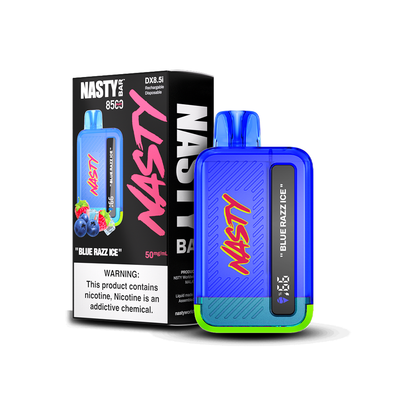 Nasty Bar Disposable 8500 Puffs 17mL 50mg Blue Razz Ice with packaging