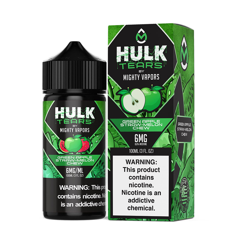 Green Apple | Mighty Vapors Hulk Tears | 100mL 6mg bottle with Packaging