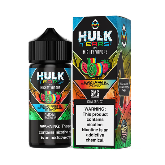 Sour Belts | Mighty Vapors Hulk Tears | 100mL 6mg bottle with Packaging