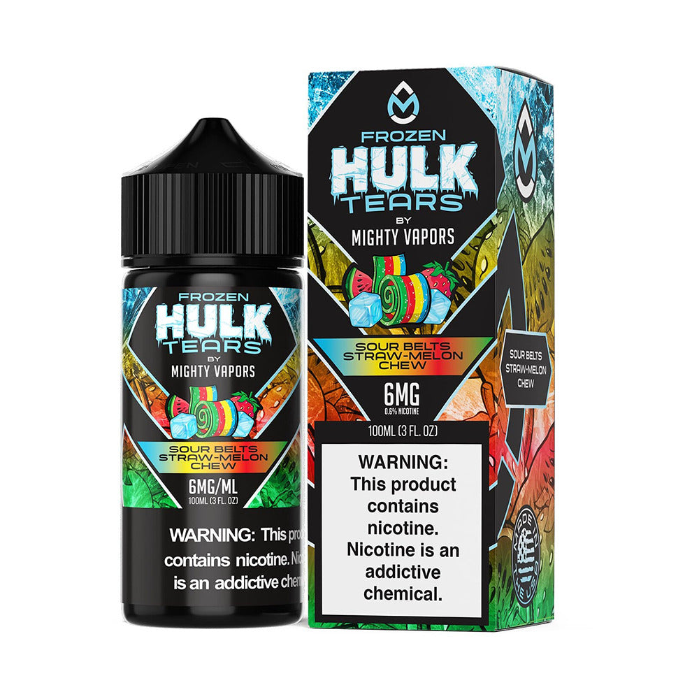 Frozen Sour Belts | Mighty Vapors Hulk Tears | 100mL 6mg bottle with Packaging