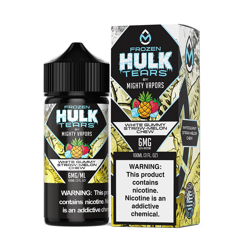 Frozen White Gummy | Mighty Vapors Hulk Tears | 100mL 6mg bottle with Packaging