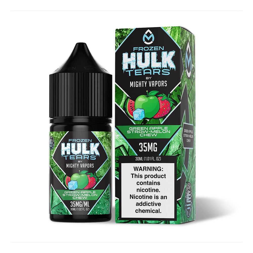 Frozen Green Apple by Mighty Vapors Hulk Tears Salt Series E-Liquid 30mL (Salt Nic) with Packaging