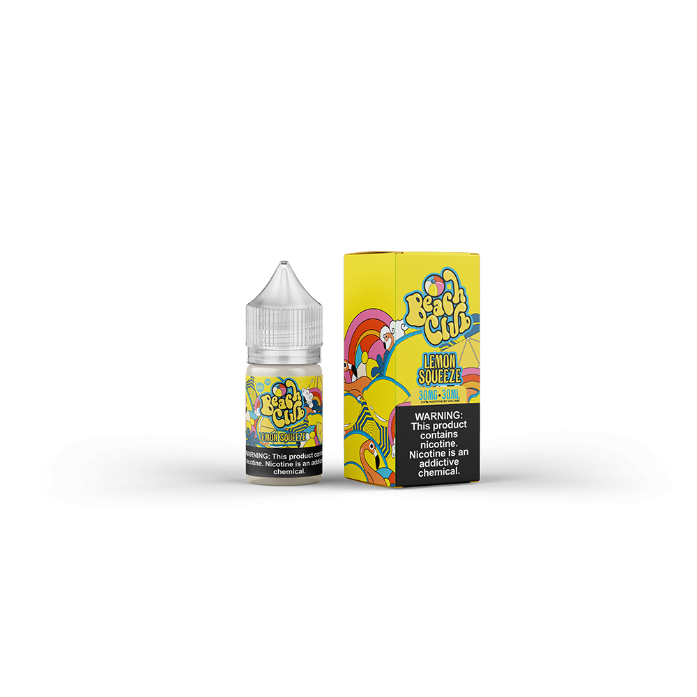 Lemon Squeeze by Beach Club E-Liquid 30mL (Salts) with packaging