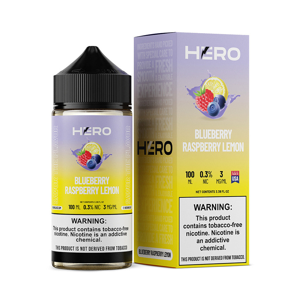 Blueberry Raspberry Lemon by Hero E-Liquid 100mL (Freebase) with packaging