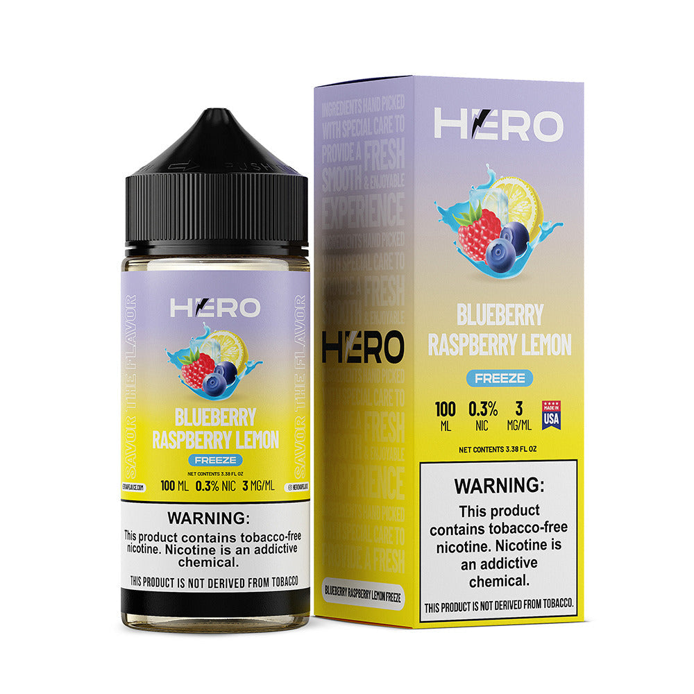 Blueberry Raspberry Lemon Freeze by Hero E-Liquid 100mL (Freebase) with packaging