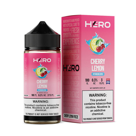 Cherry Lemon Freeze by Hero E-Liquid 100mL (Freebase) with packaging