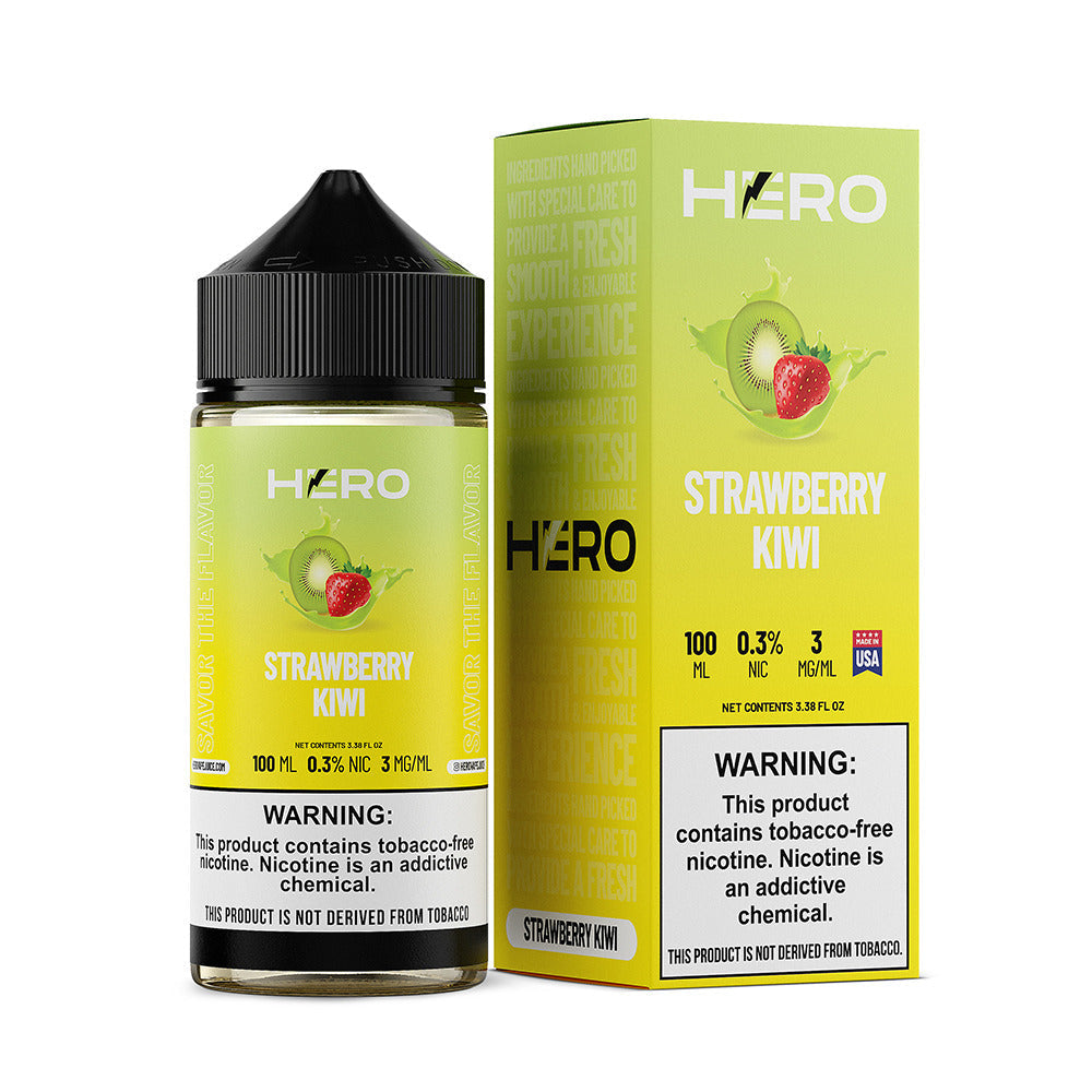 Strawberry Kiwi by Hero E-Liquid 100mL (Freebase) with packaging