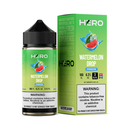 Watermelon Drop Freeze by Hero E-Liquid 100mL (Freebase) with packaging