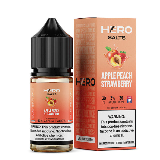 Apple Peach Strawberry by Hero E-Liquid 30mL (Salts) with packaging