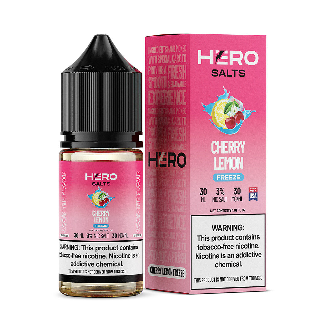 Cherry Lemon Freeze by Hero E-Liquid 30mL (Salts) with packaging