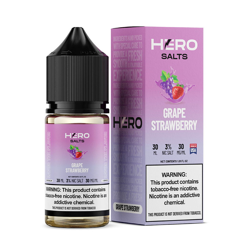 Grape Strawberry by Hero E-Liquid 30mL (Salts) with packaging