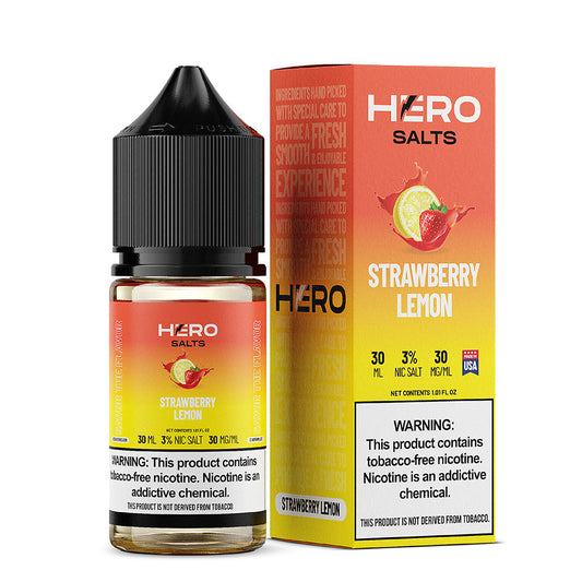 Strawberry Lemon by Hero E-Liquid 30mL (Salts) with packaging