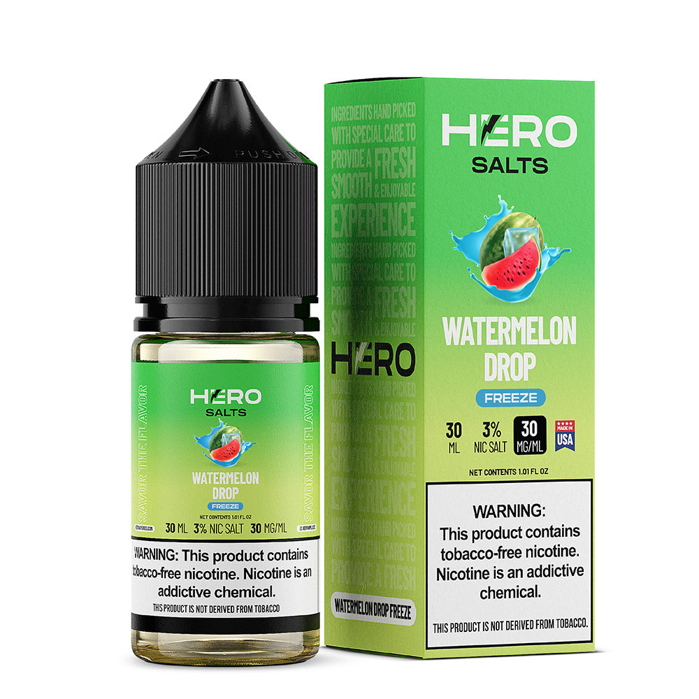 Watermelon Drop Freeze by Hero E-Liquid 30mL (Salts) with packaging