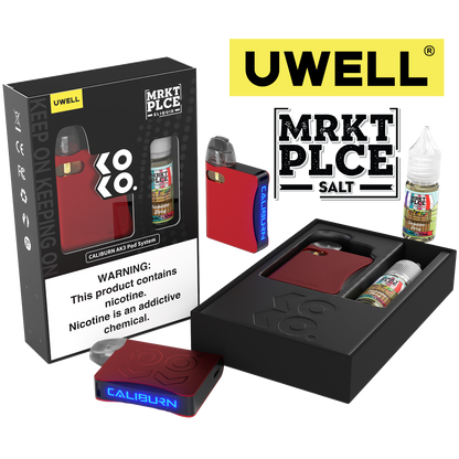 Uwell Caliburn AK3 Kit + A3S 0.8ohm Pods (x2) + Daddy's Vapor 10mL Salts 50mg set