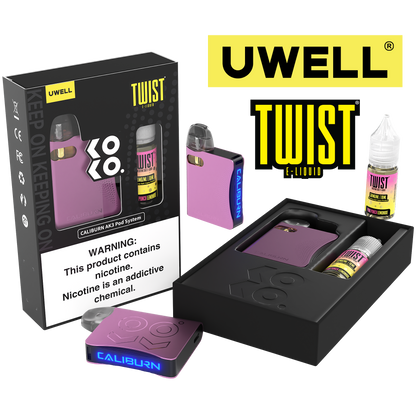 Uwell Caliburn AK3 Kit + A3S 0.8ohm Pods (x2) + Daddy's Vapor 10mL Salts 50mg set