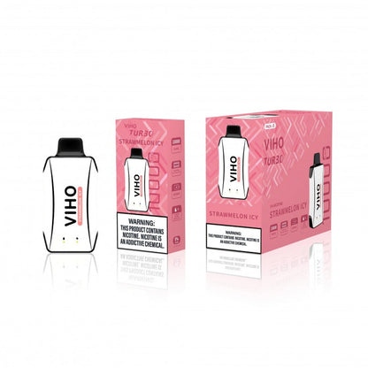 Viho Turbo 10000 Puffs (17mL) 50mg Disposable Strawmelon Icy with packaging