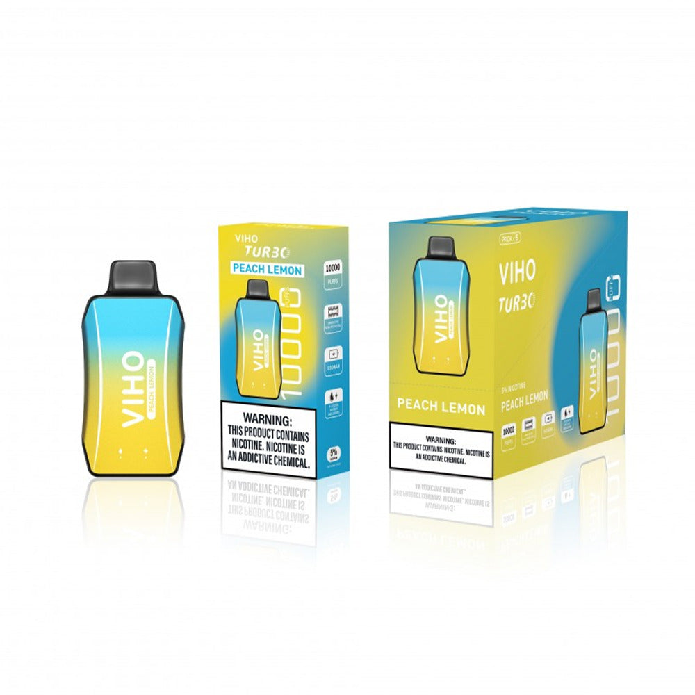 Viho Turbo 10000 Puffs (17mL) 50mg Disposable Peach Lemon with packaging