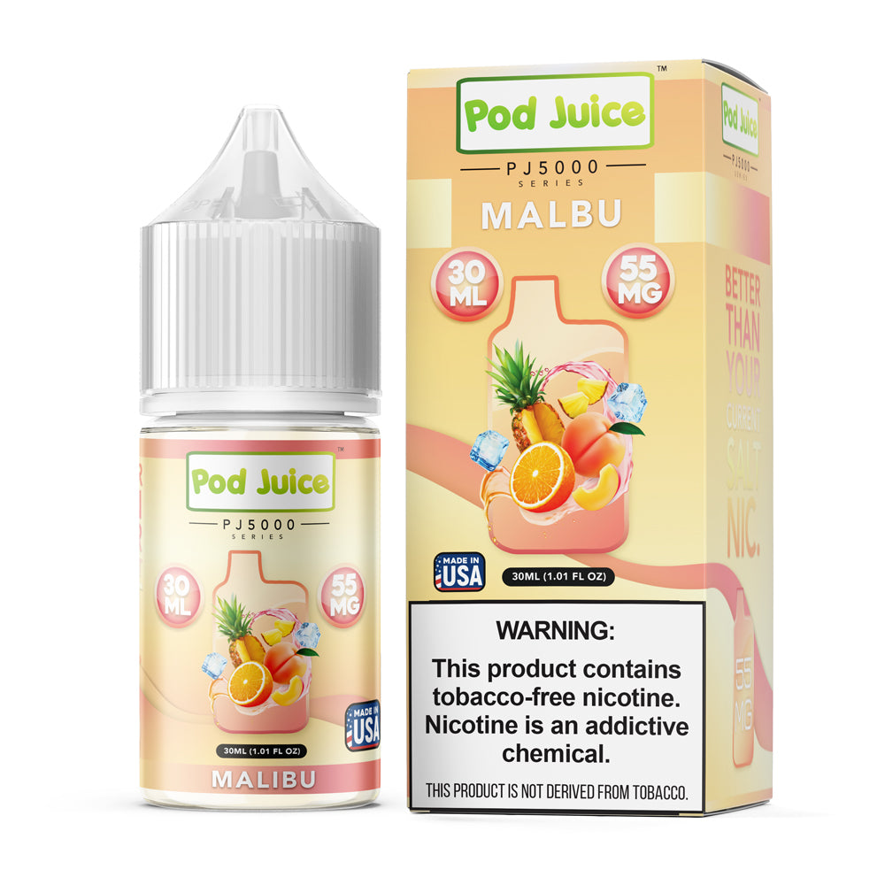 Malibu by Pod Juice TFN PJ5000 Salt Series E-Liquid 30mL with packaging